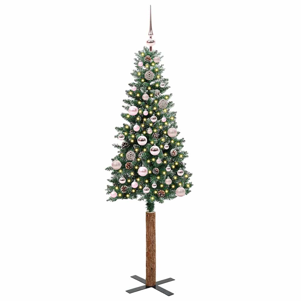 Vidaxx sapin de Noël slim vert 150 cm PVC et bois de pin massif