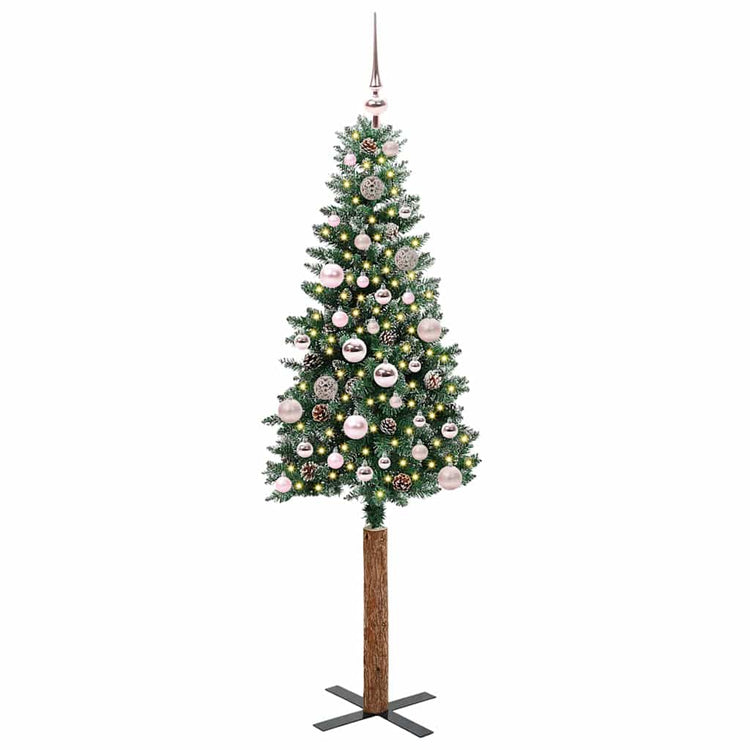 Vidaxx sapin de Noël slim vert 150 cm PVC et bois de pin massif