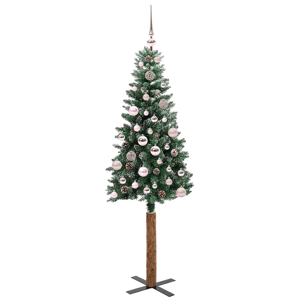 Vidaxx sapin de Noël slim vert 150 cm PVC et bois de pin massif