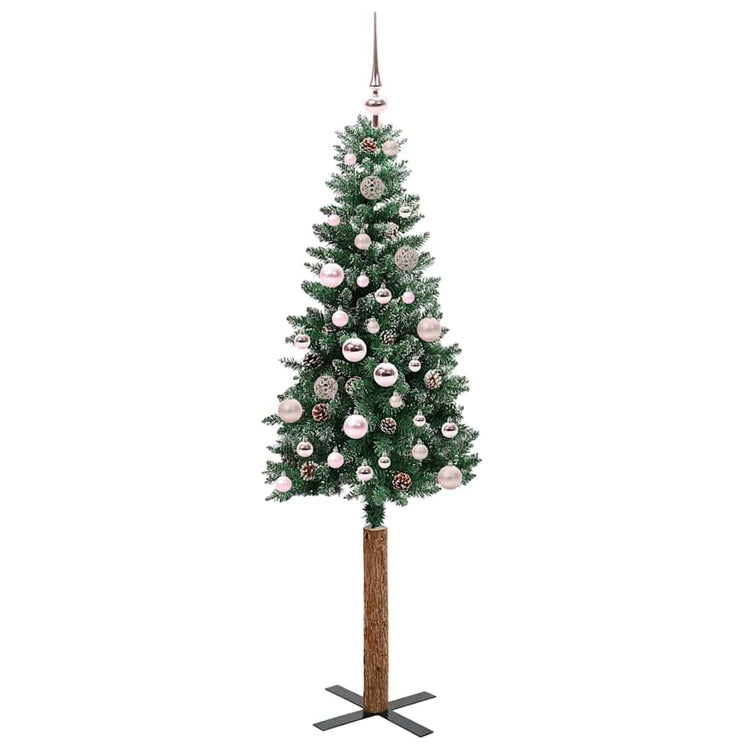 Vidaxx sapin de Noël slim vert 150 cm PVC et bois de pin massif