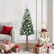 Vidaxx sapin de Noël slim vert 150 cm PVC et bois de pin massif
