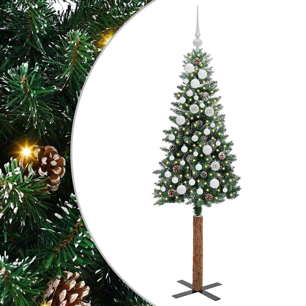 Vidaxx sapin de Noël slim vert 150 cm PVC et bois de pin massif