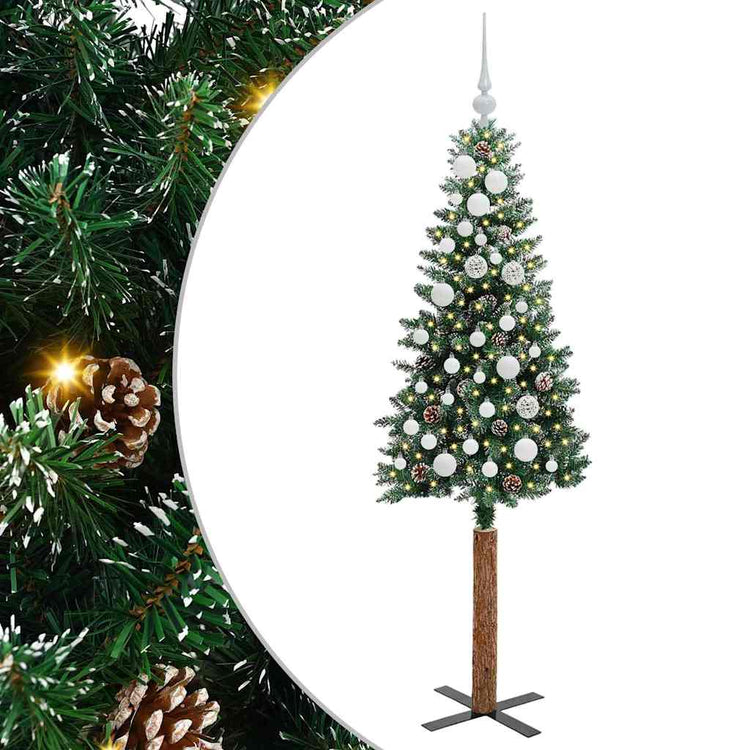 Vidaxx sapin de Noël slim vert 150 cm PVC et bois de pin massif