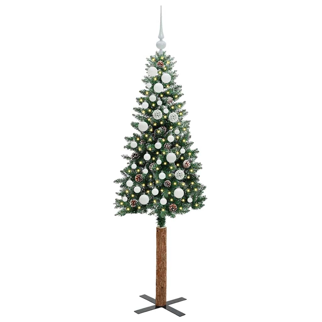 Vidaxx sapin de Noël slim vert 150 cm PVC et bois de pin massif