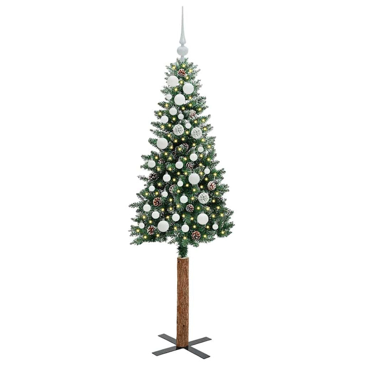 Vidaxx sapin de Noël slim vert 150 cm PVC et bois de pin massif
