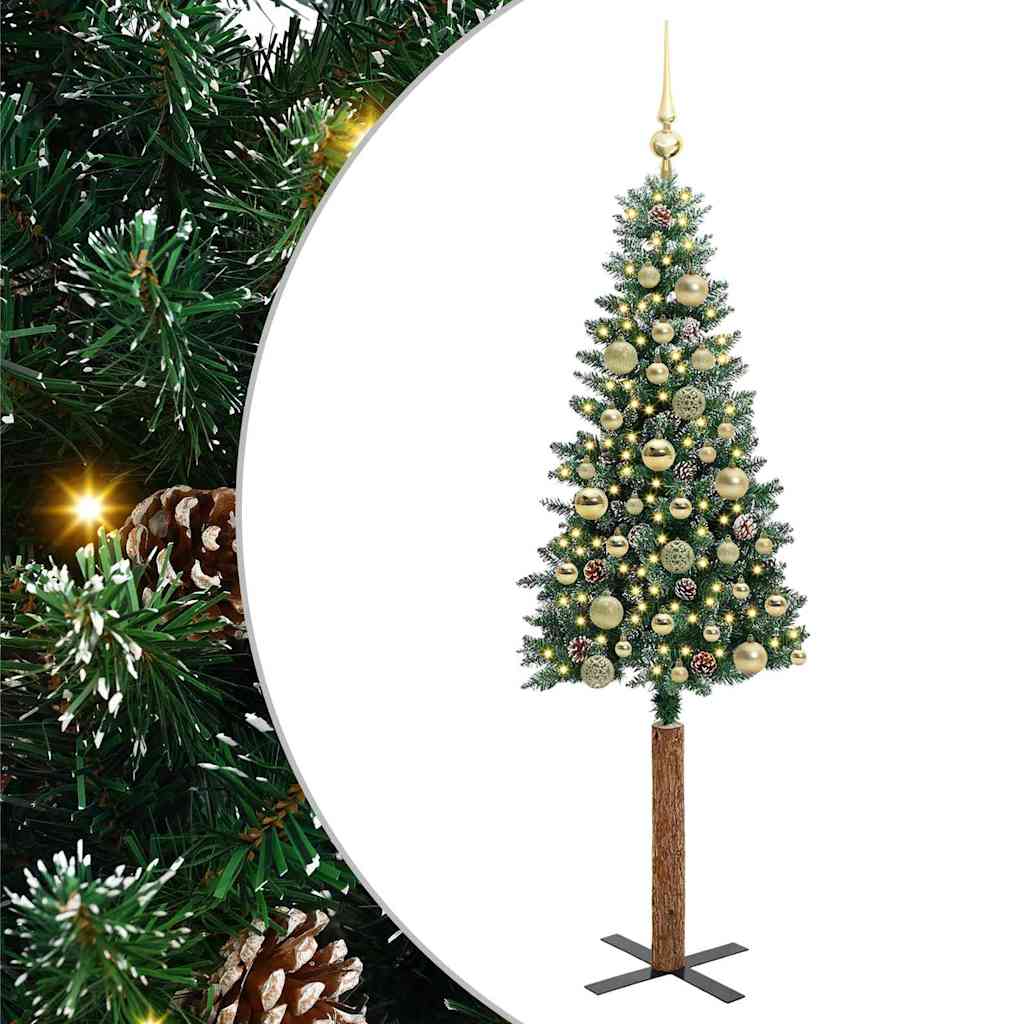 Vidaxx sapin de Noël slim vert 150 cm PVC et bois de pin massif
