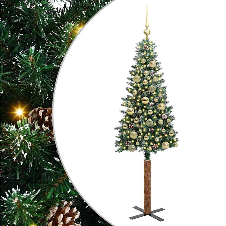 Vidaxx sapin de Noël slim vert 150 cm PVC et bois de pin massif