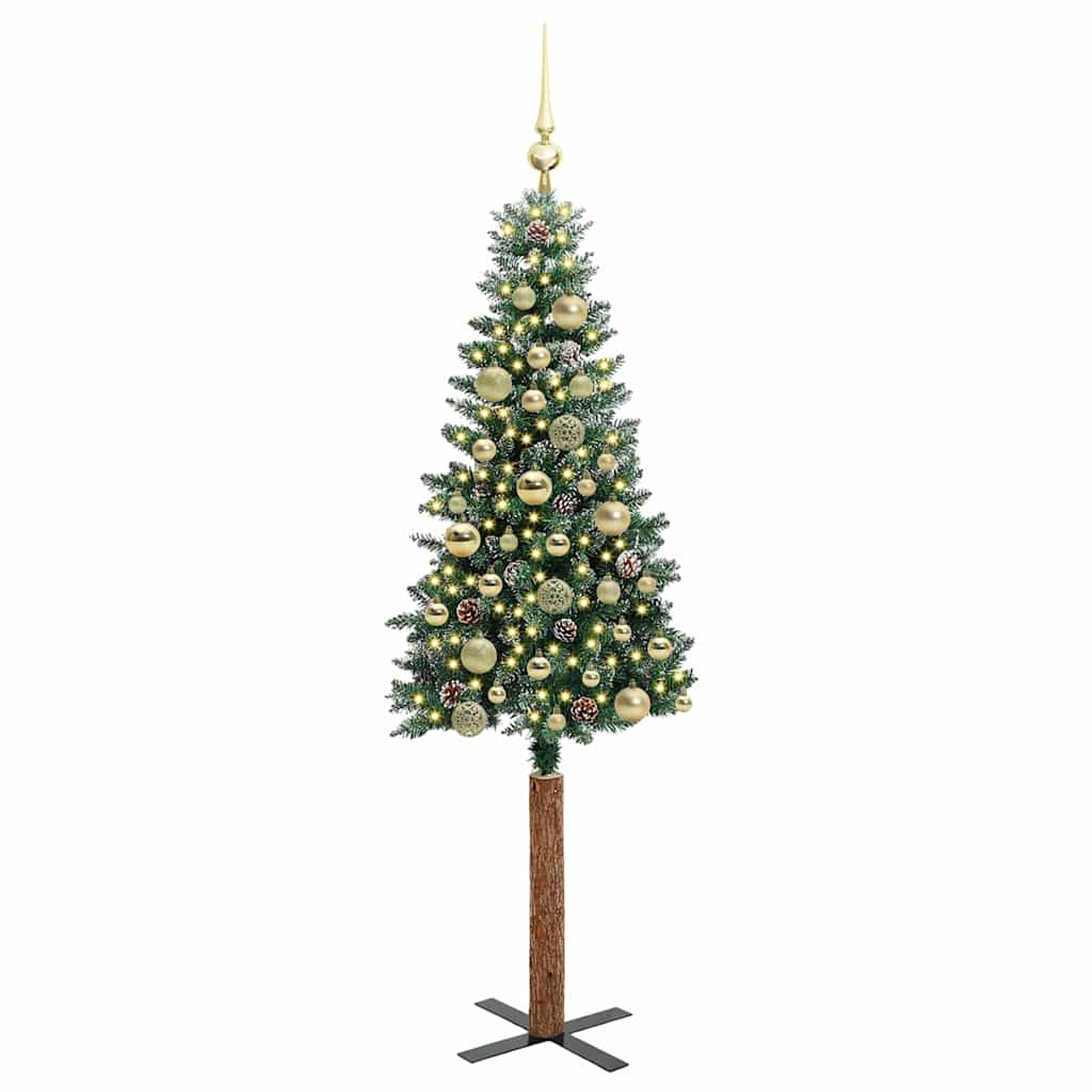 Vidaxx sapin de Noël slim vert 150 cm PVC et bois de pin massif