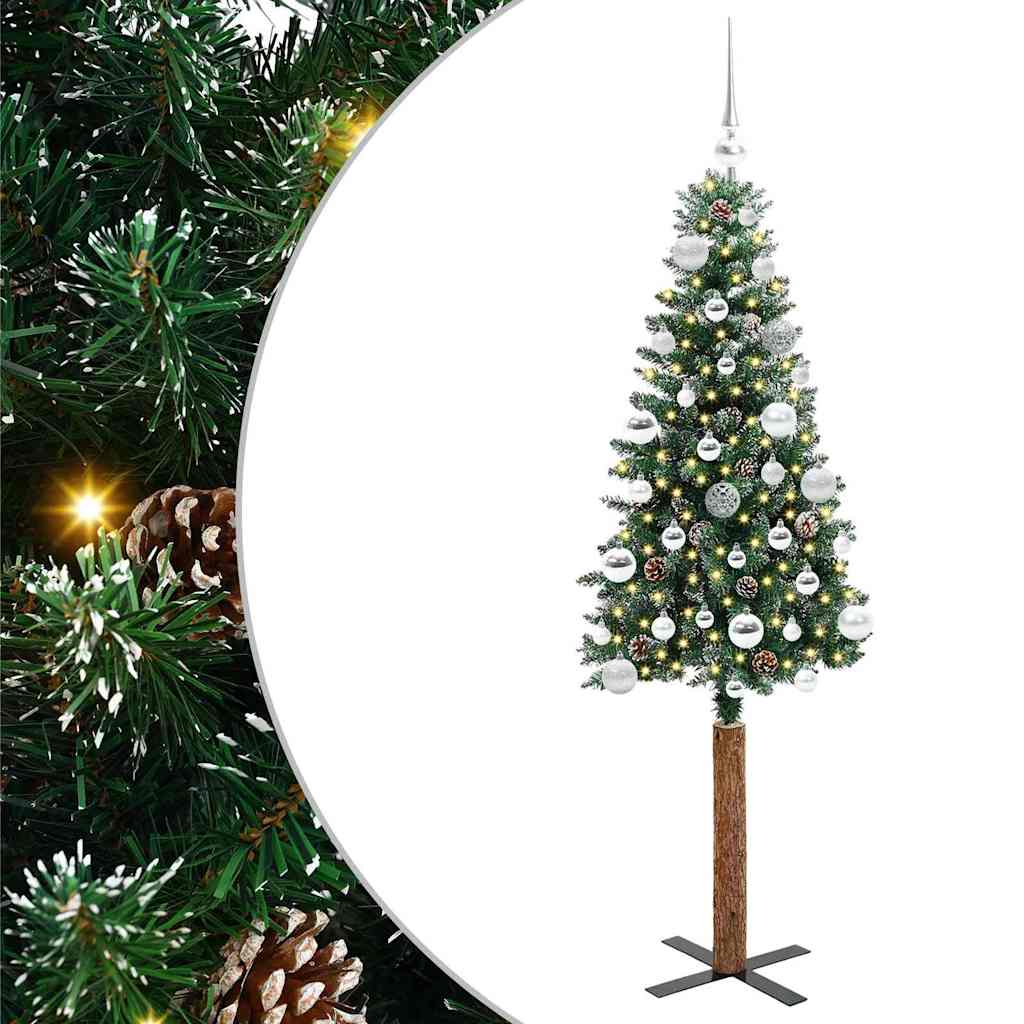 Vidaxx sapin de Noël slim vert 150 cm PVC et bois de pin massif