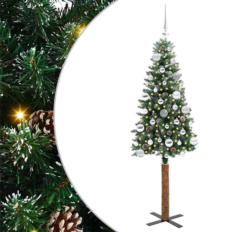 Vidaxx sapin de Noël slim vert 150 cm PVC et bois de pin massif