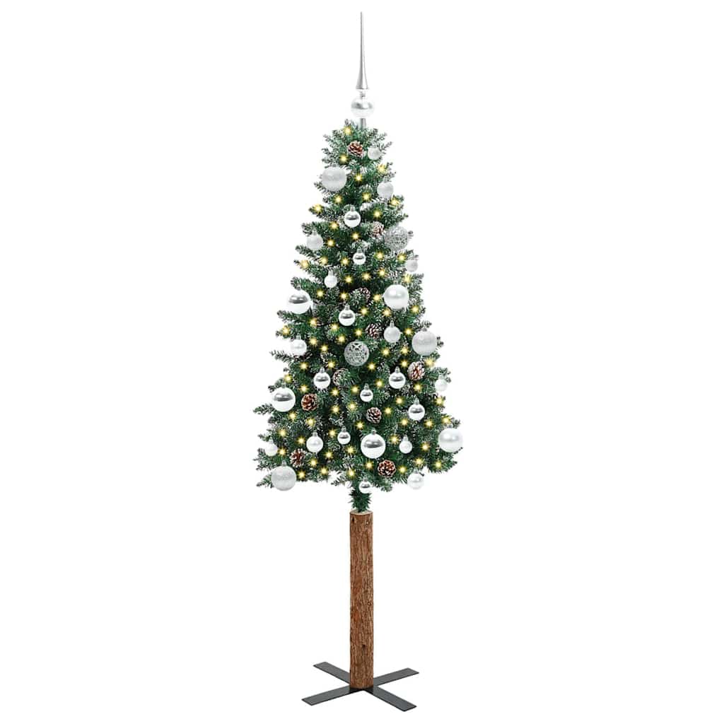 Vidaxx sapin de Noël slim vert 150 cm PVC et bois de pin massif