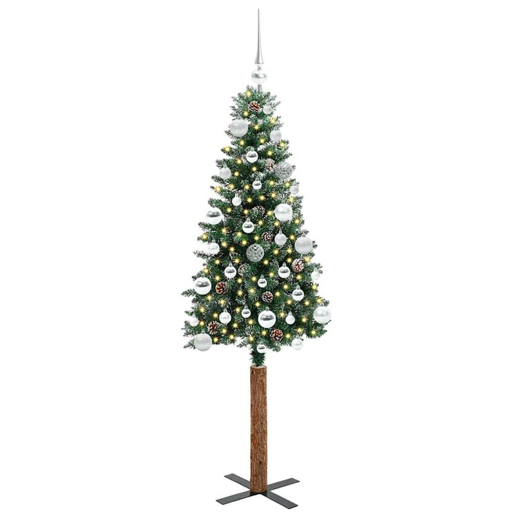 Vidaxx sapin de Noël slim vert 150 cm PVC et bois de pin massif