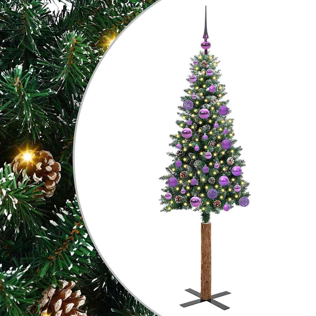Vidaxx sapin de Noël slim vert 150 cm PVC et bois de pin massif
