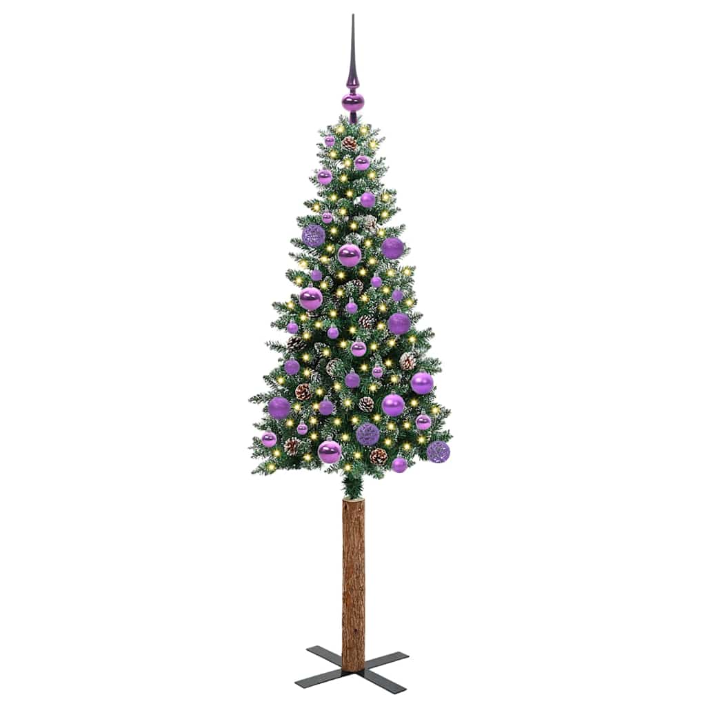 Vidaxx sapin de Noël slim vert 150 cm PVC et bois de pin massif