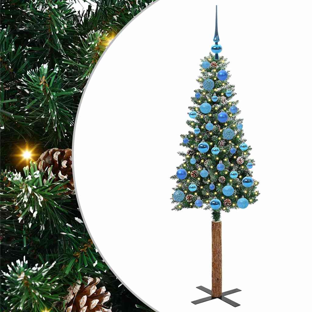Vidaxx sapin de Noël slim vert 150 cm PVC et bois de pin massif
