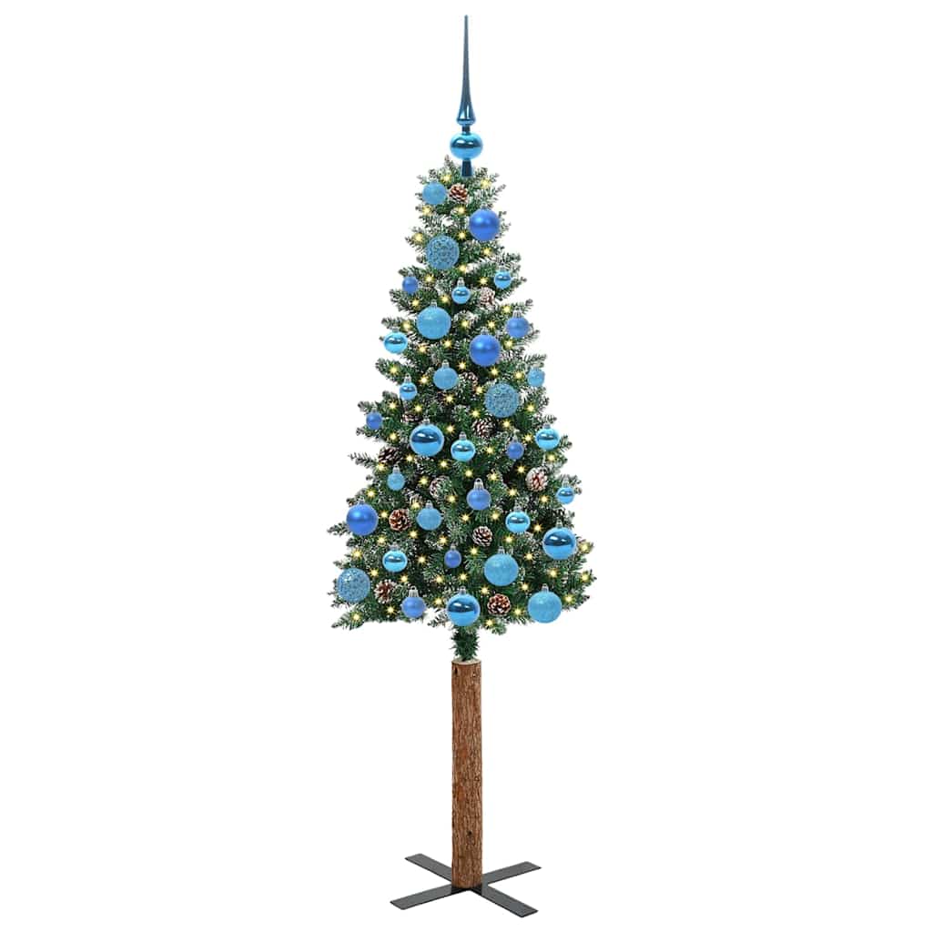 Vidaxx sapin de Noël slim vert 150 cm PVC et bois de pin massif