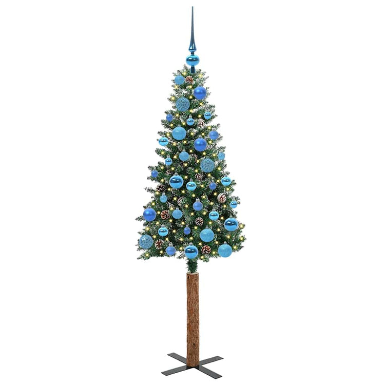 Vidaxx sapin de Noël slim vert 150 cm PVC et bois de pin massif