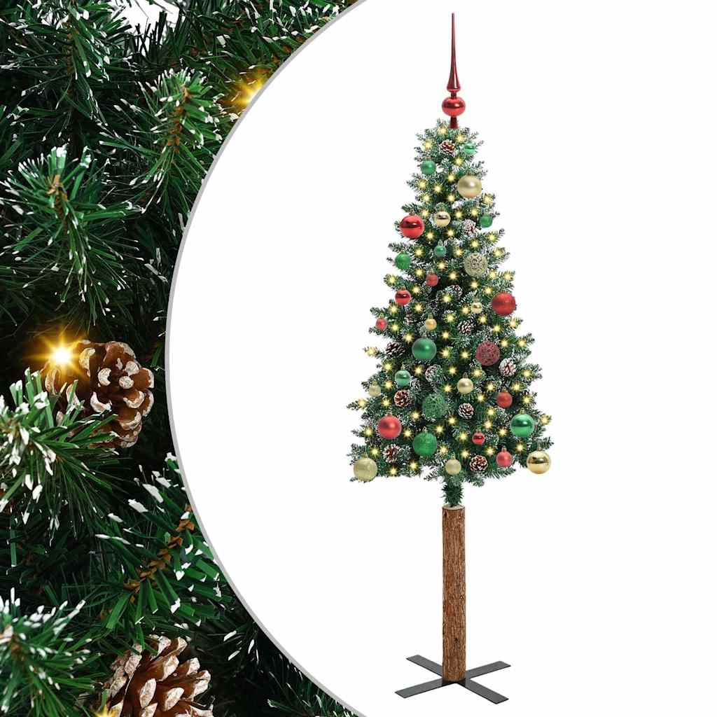 Vidaxx sapin de Noël slim vert 150 cm PVC et bois de pin massif