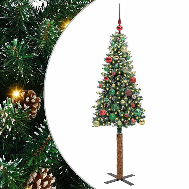 Vidaxx sapin de Noël slim vert 150 cm PVC et bois de pin massif