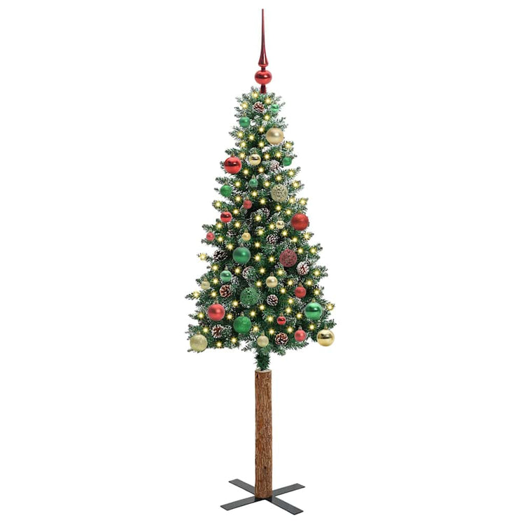 Vidaxx sapin de Noël slim vert 150 cm PVC et bois de pin massif