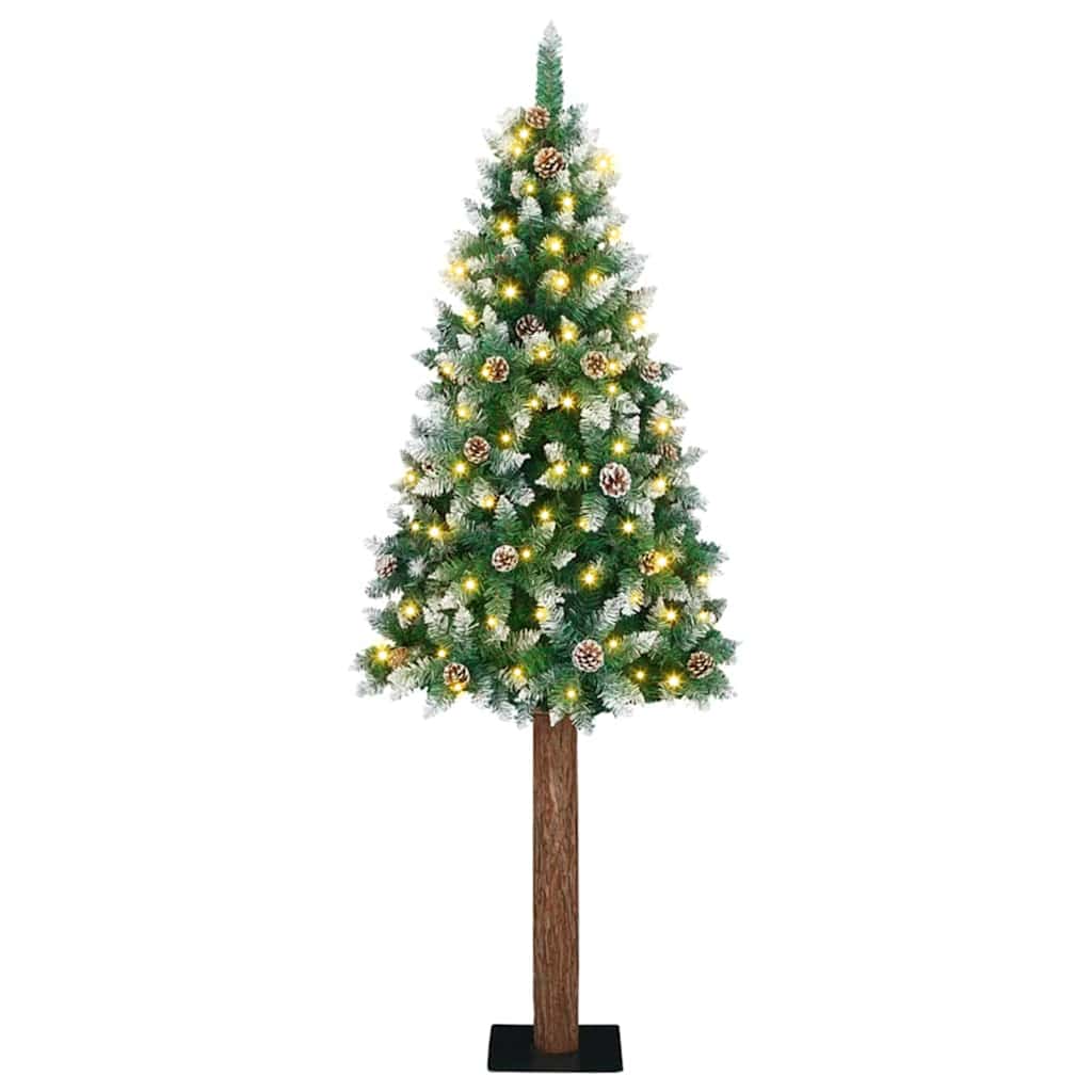 Vidaxx sapin de Noël slim vert 180 cm PVC et bois de pin massif
