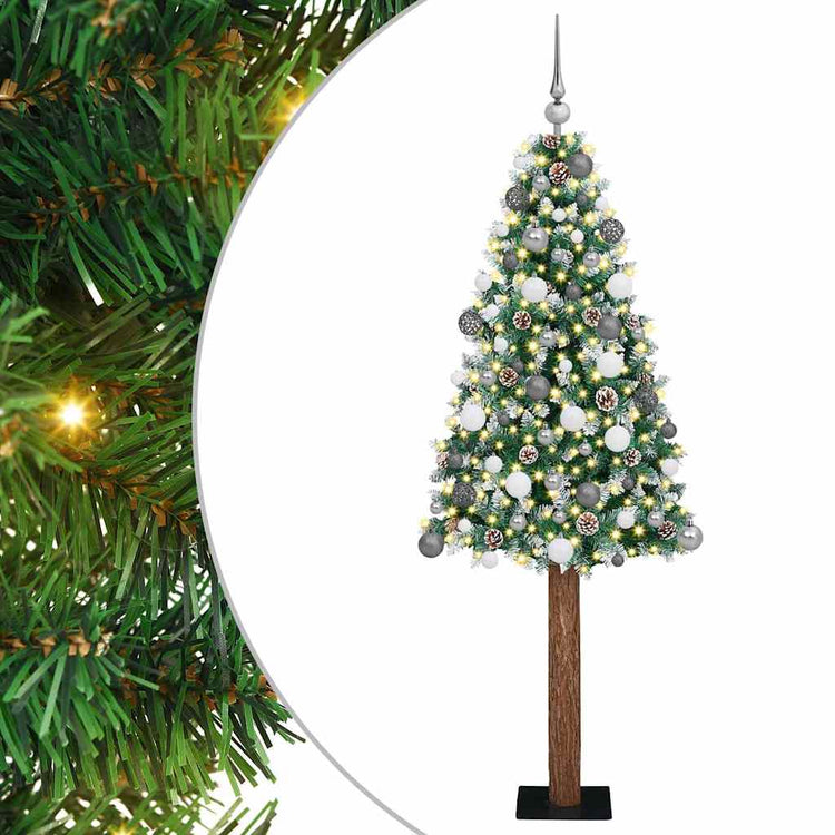 Vidaxx sapin de Noël slim vert 180 cm PVC et bois de pin massif