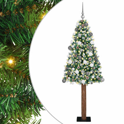 Vidaxx sapin de Noël slim vert 180 cm PVC et bois de pin massif