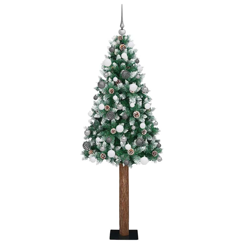 Vidaxx sapin de Noël slim vert 180 cm PVC et bois de pin massif
