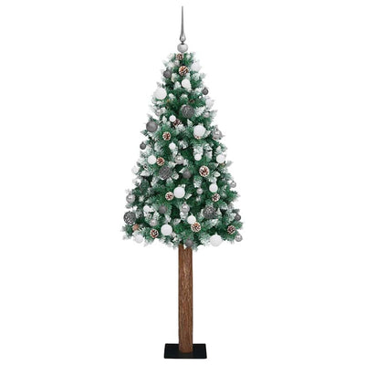 Vidaxx sapin de Noël slim vert 180 cm PVC et bois de pin massif