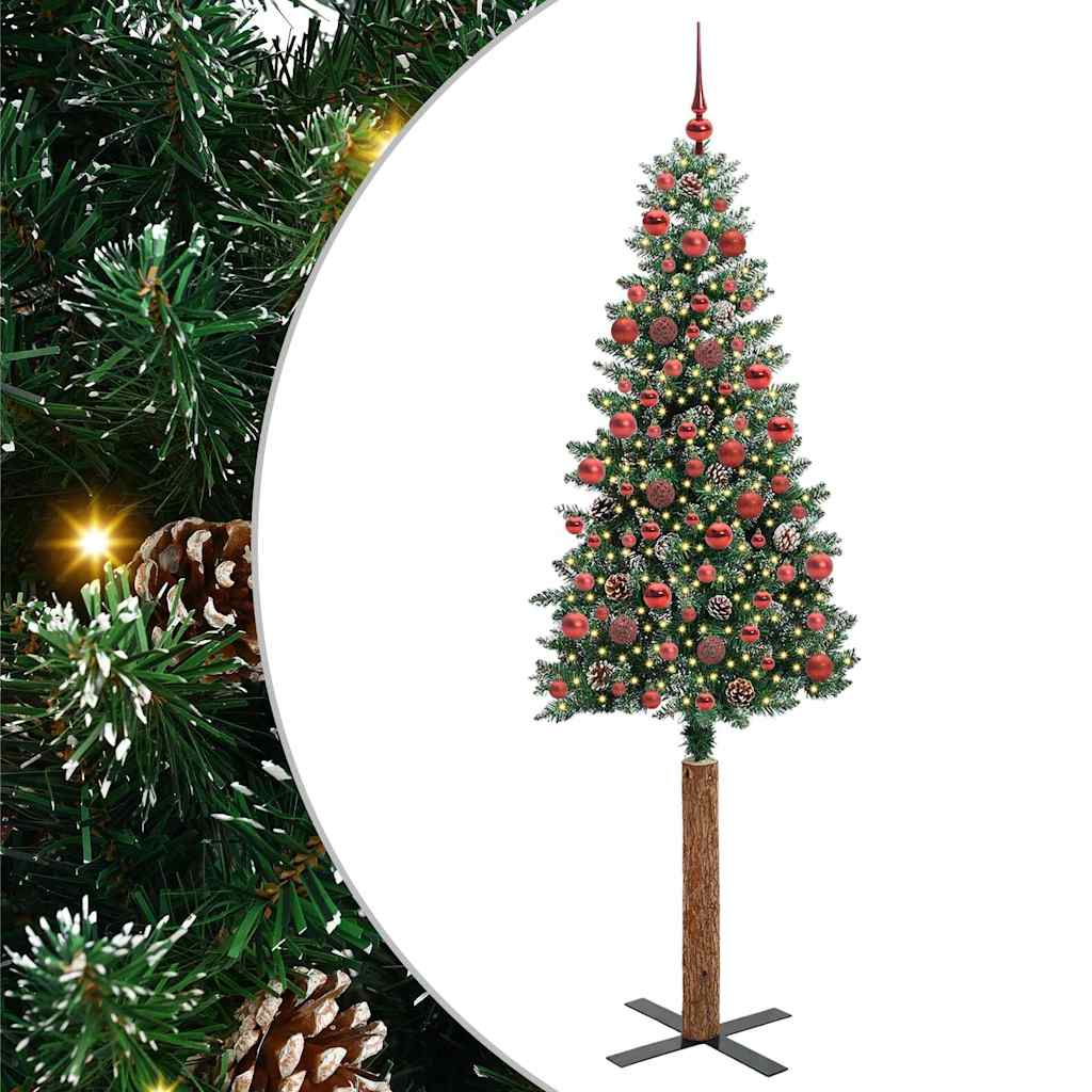 Vidaxx sapin de Noël slim vert 180 cm PVC et bois de pin massif
