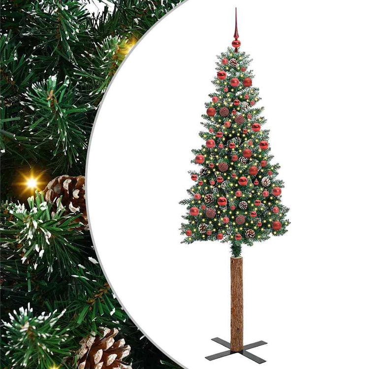 Vidaxx sapin de Noël slim vert 180 cm PVC et bois de pin massif