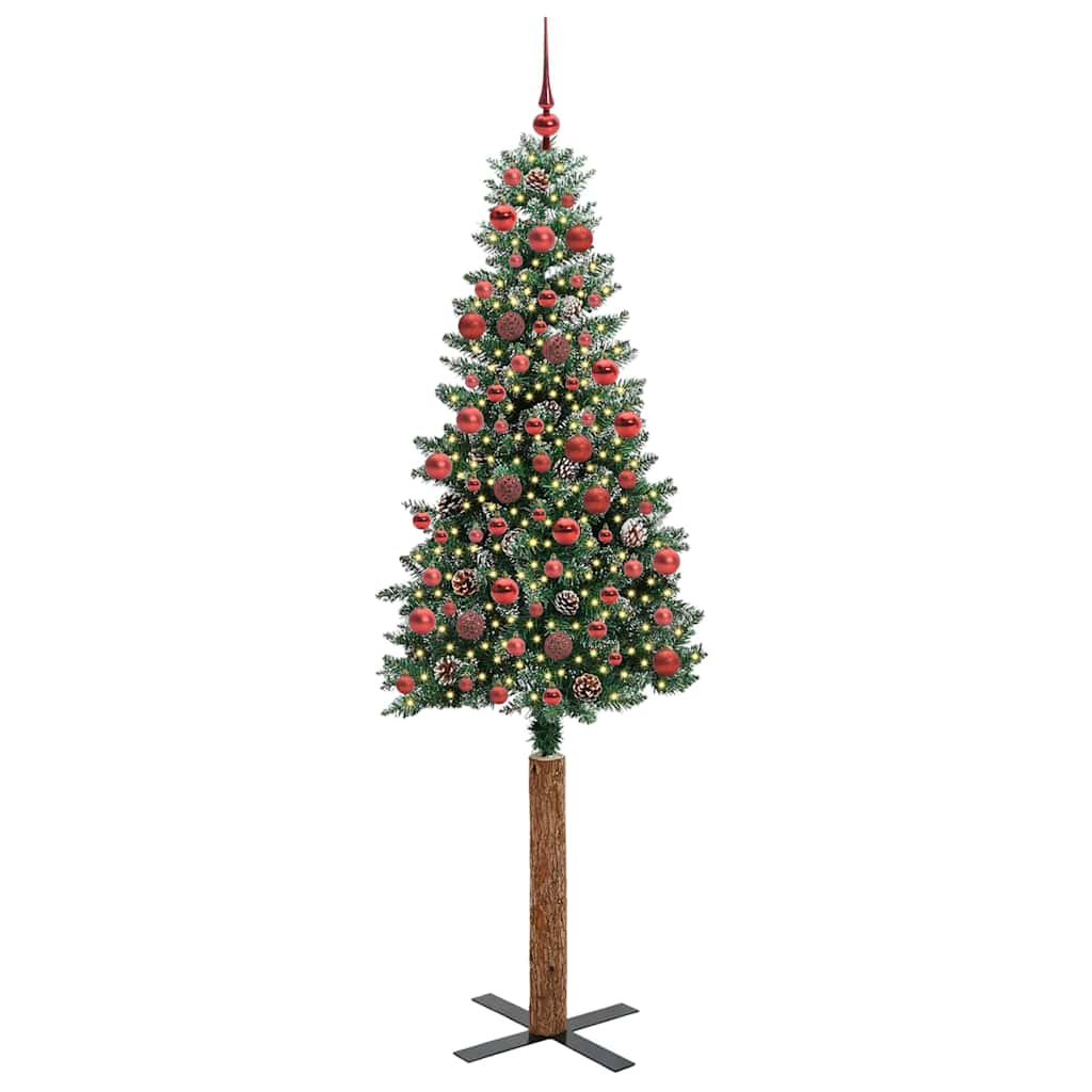 Vidaxx sapin de Noël slim vert 180 cm PVC et bois de pin massif