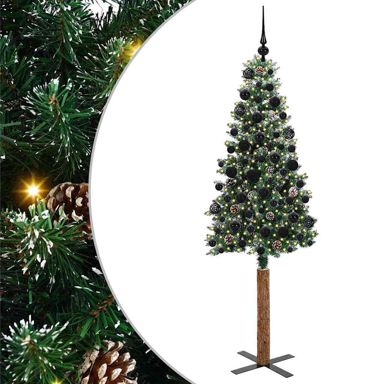 Vidaxx sapin de Noël slim vert 180 cm PVC et bois de pin massif