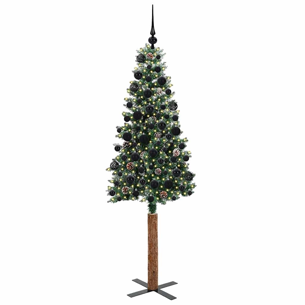 Vidaxx sapin de Noël slim vert 180 cm PVC et bois de pin massif