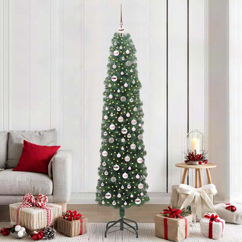 Vidaxx sapin de Noël artificiel vert 210 cm PVC et acier et plastique
