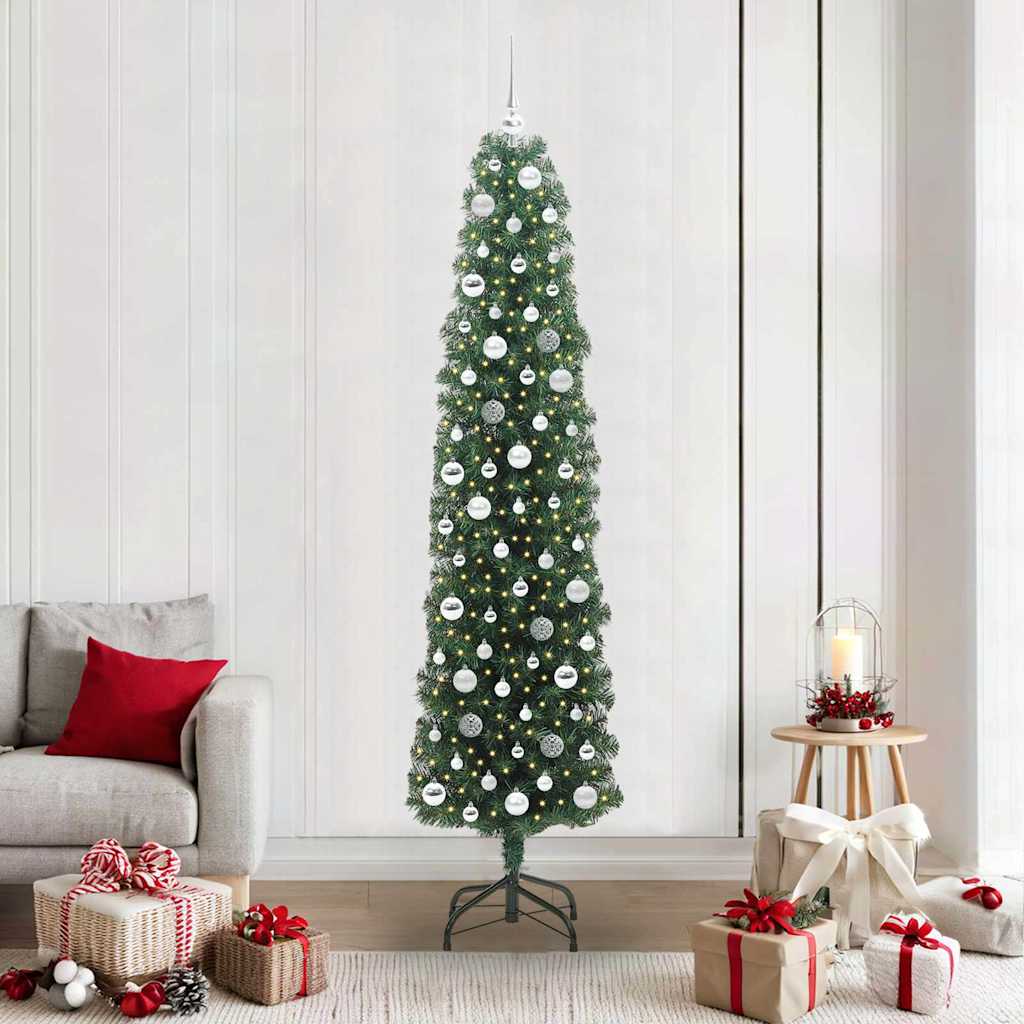 Vidaxx sapin de Noël artificiel vert 210 cm PVC et acier et plastique