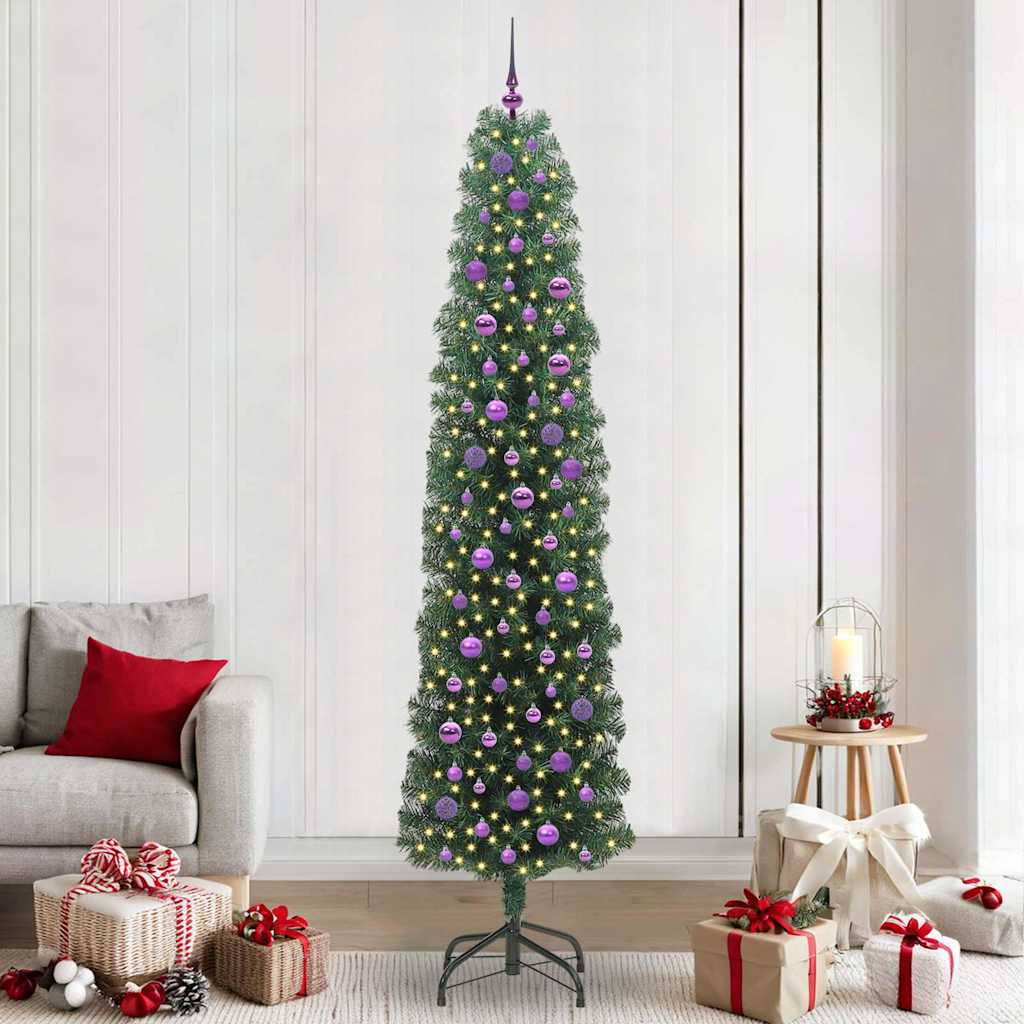 Vidaxx sapin de Noël artificiel vert 240 cm PVC et acier et plastique