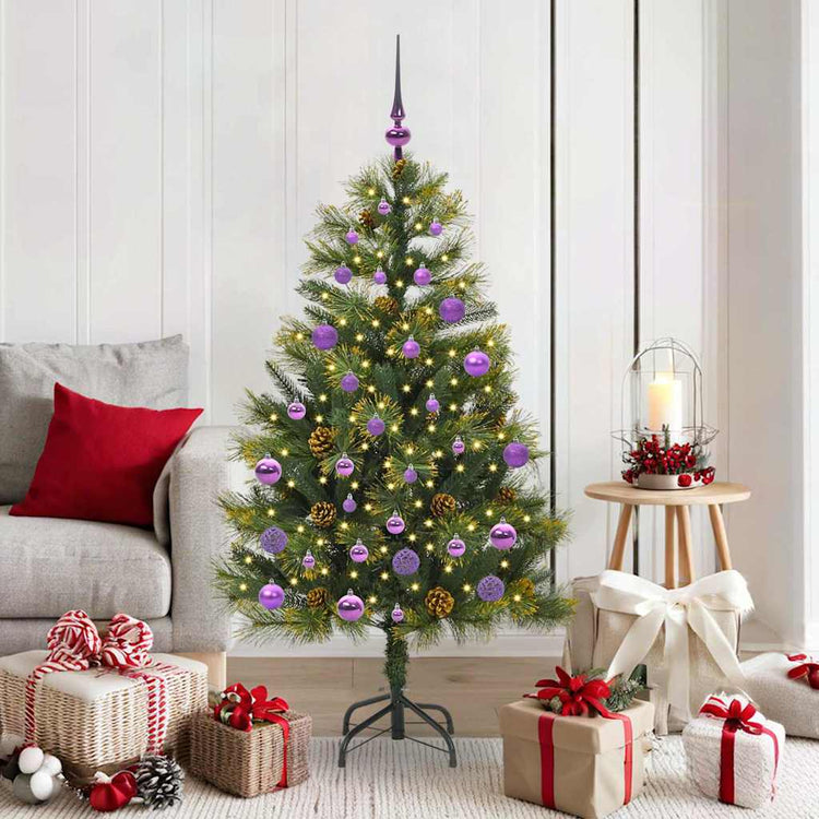 Vidaxx sapin de Noël artificiel articulé avec cônes vert 150 cm
