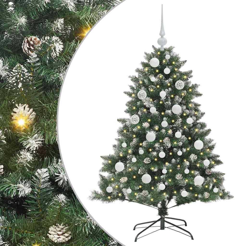 VidaXL sapin de Noël artificiel avec 150 LED vertes, 120 cm PVC et plastique et acier