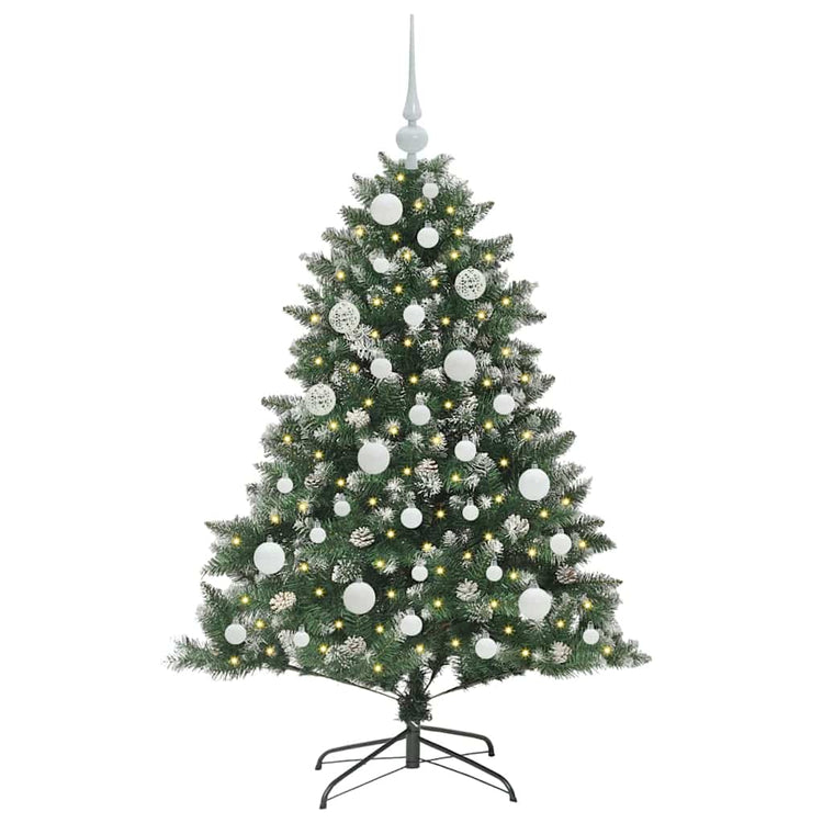 VidaXL sapin de Noël artificiel avec 150 LED vertes, 120 cm PVC et plastique et acier