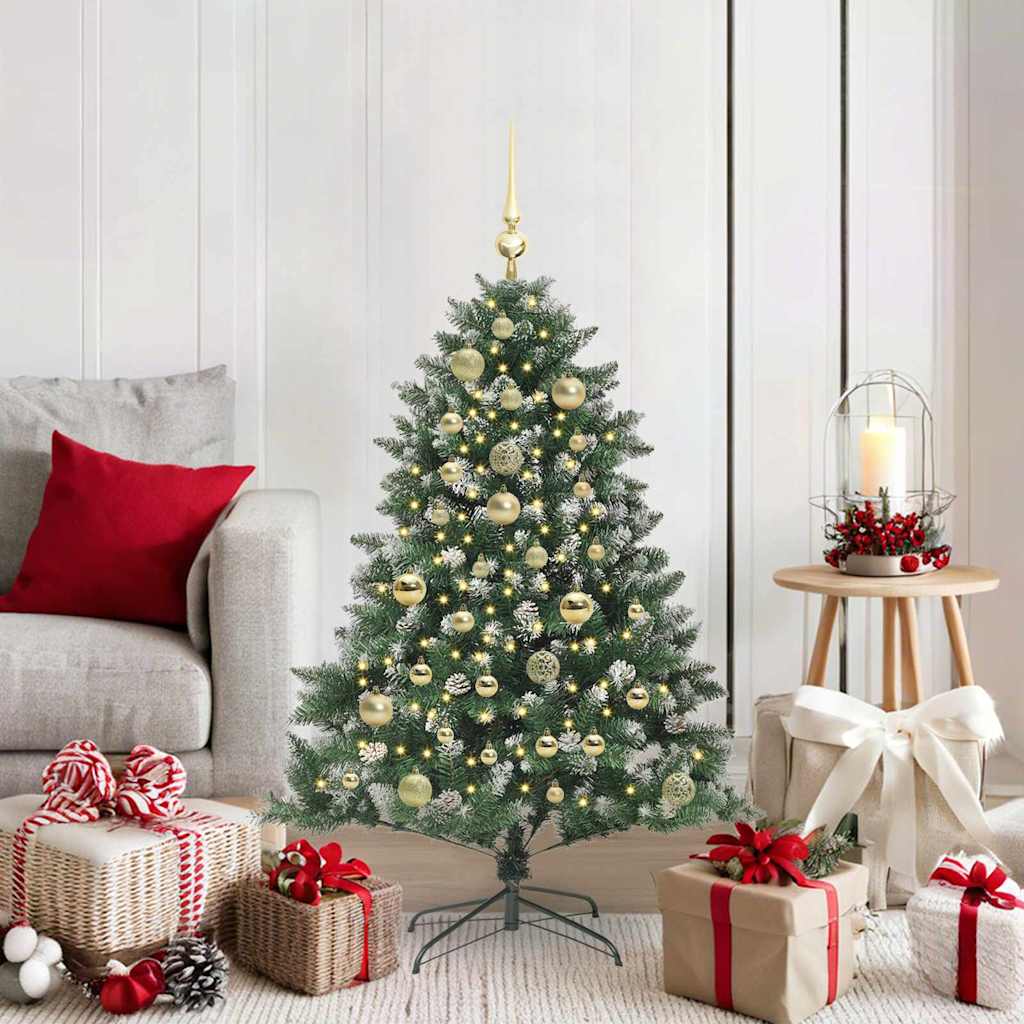 VidaXL sapin de Noël artificiel avec 150 LED vertes, 120 cm PVC et plastique et acier