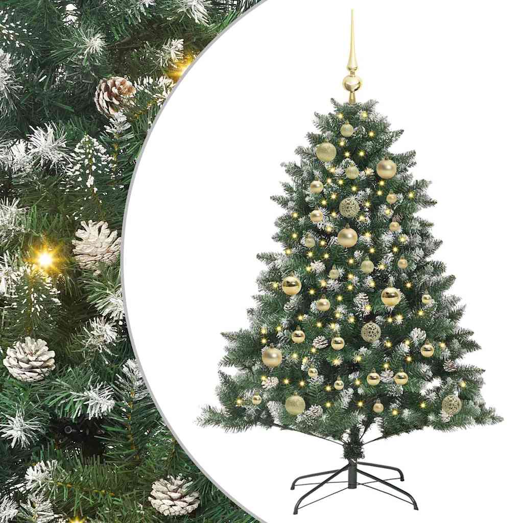VidaXL sapin de Noël artificiel avec 150 LED vertes, 120 cm PVC et plastique et acier