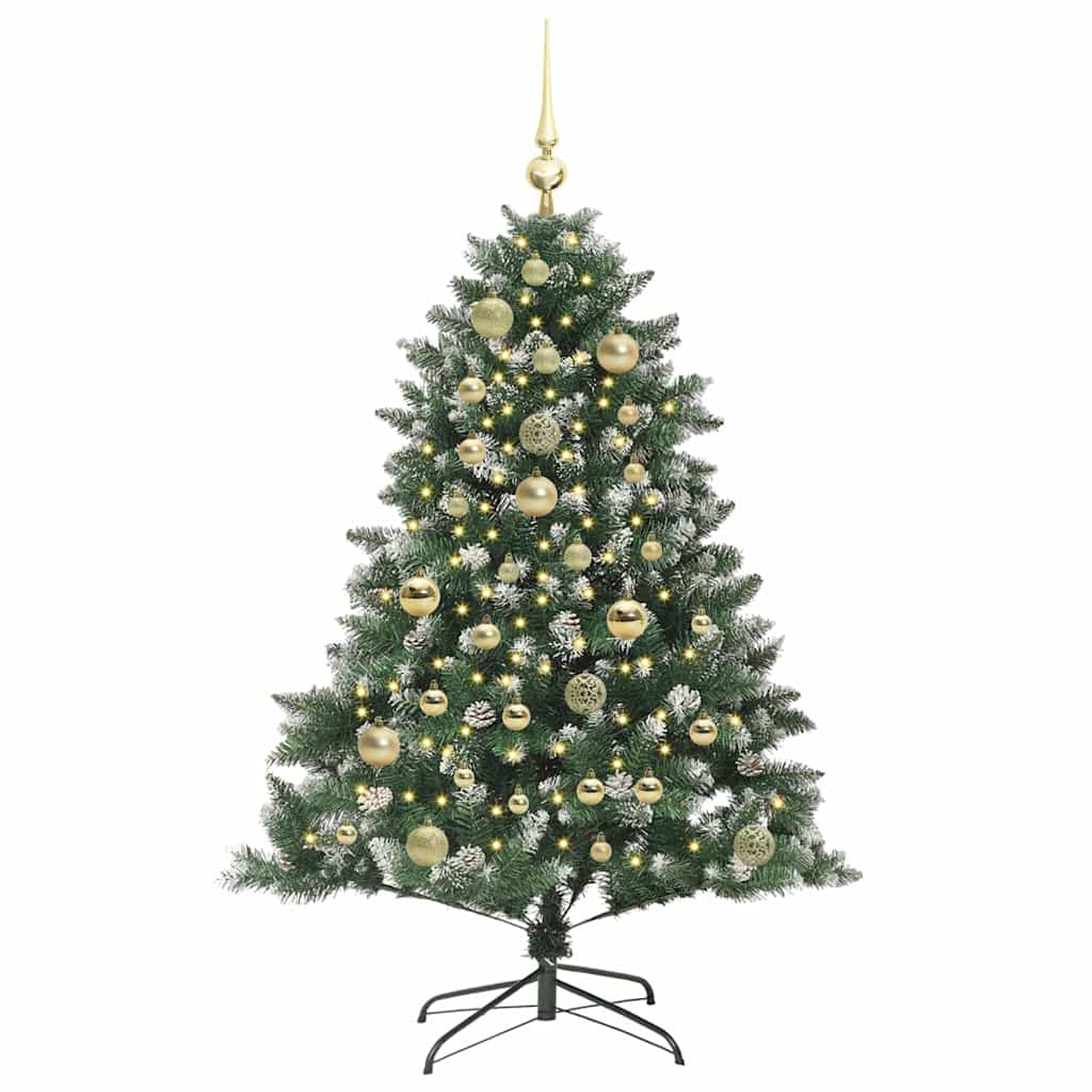 VidaXL sapin de Noël artificiel avec 150 LED vertes, 120 cm PVC et plastique et acier