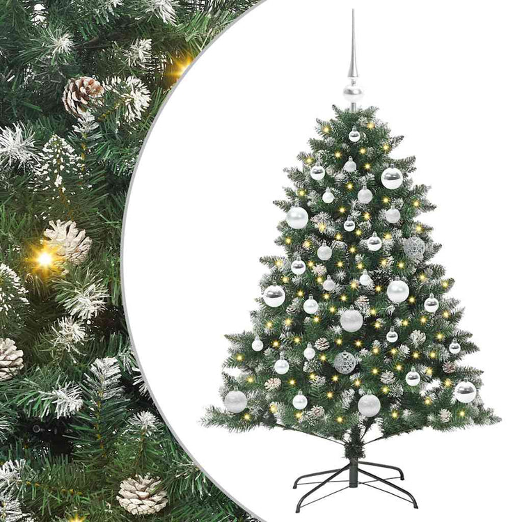 VidaXL sapin de Noël artificiel avec 150 LED vertes, 120 cm PVC et plastique et acier