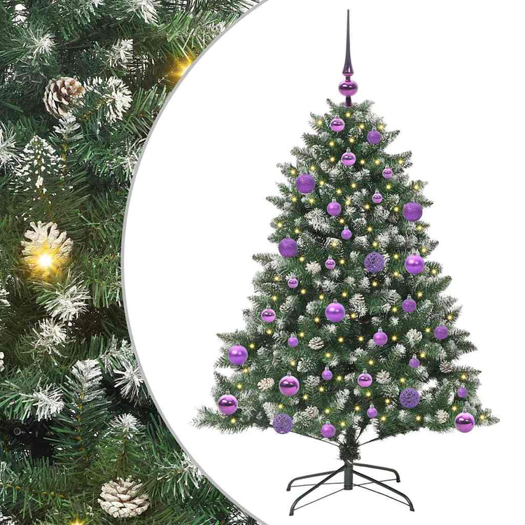 VidaXL sapin de Noël artificiel avec 150 LED vertes, 120 cm PVC et plastique et acier