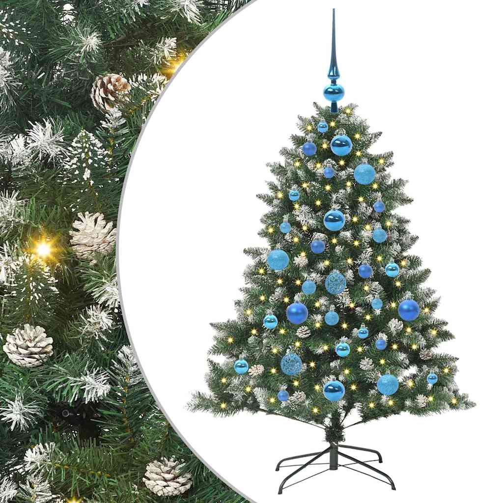 VidaXL sapin de Noël artificiel avec 150 LED vertes, 120 cm PVC et plastique et acier