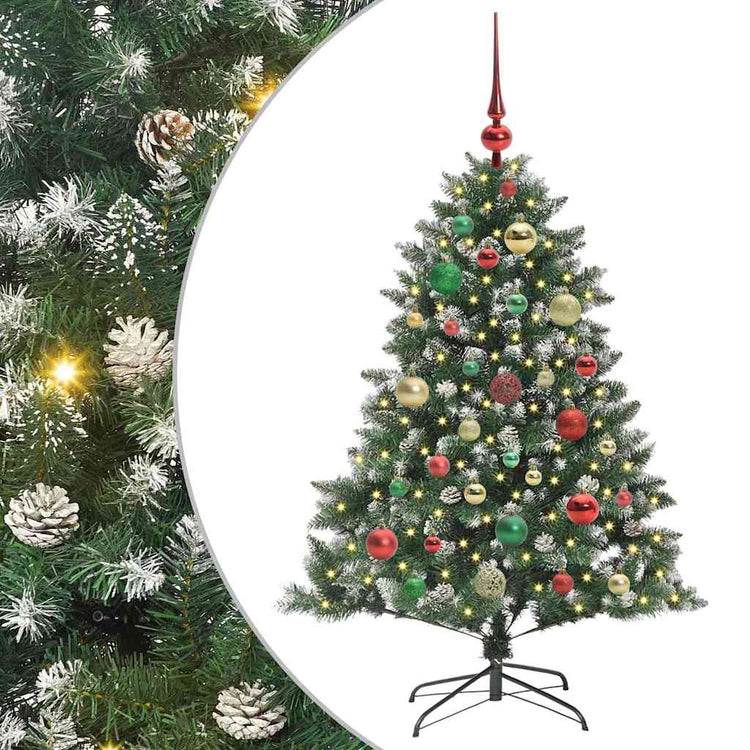 VidaXL sapin de Noël artificiel avec 150 LED vertes, 120 cm PVC et plastique et acier