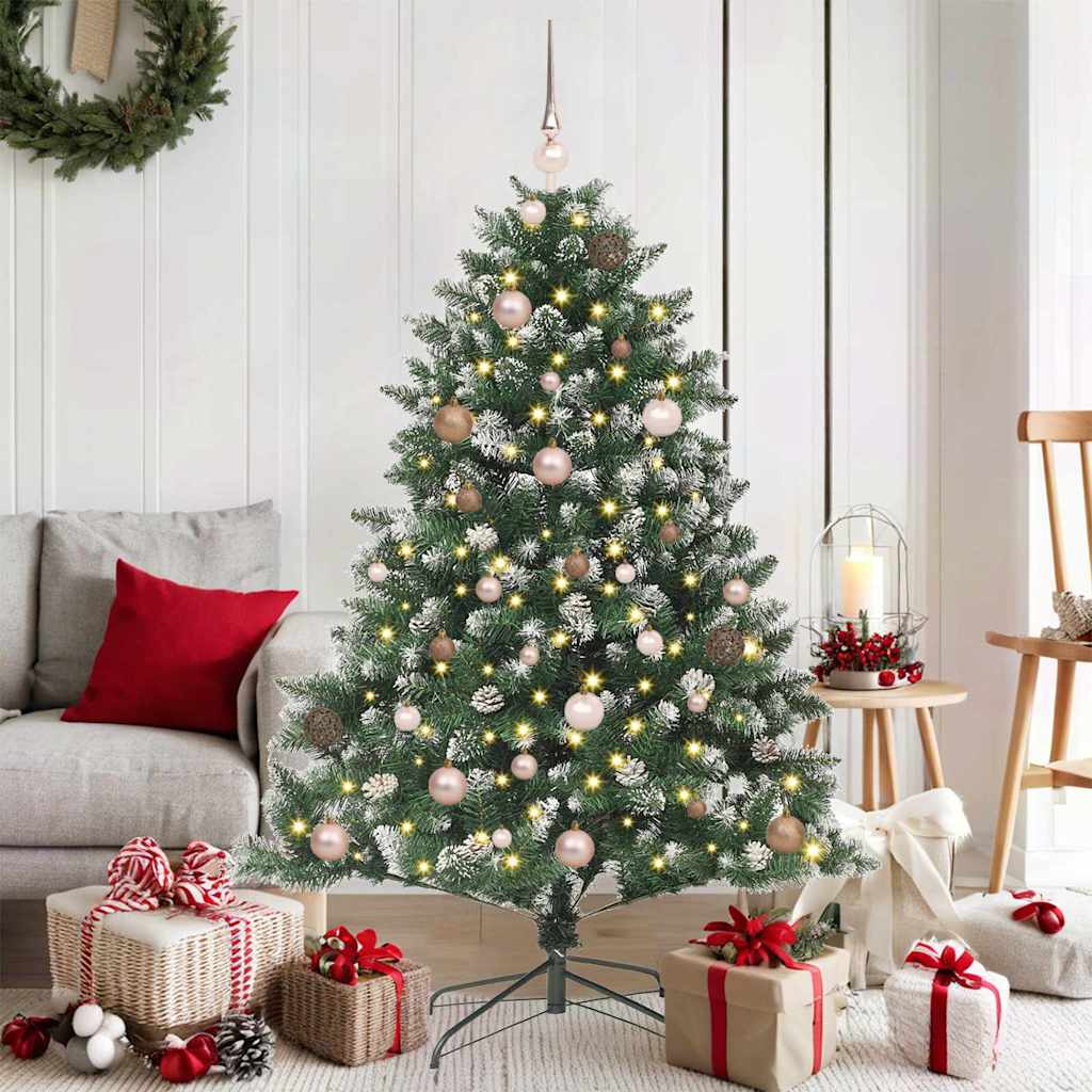 Vidaxx sapin de Noël artificiel avec 150 LED vertes, 150 cm PVC et plastique et acier