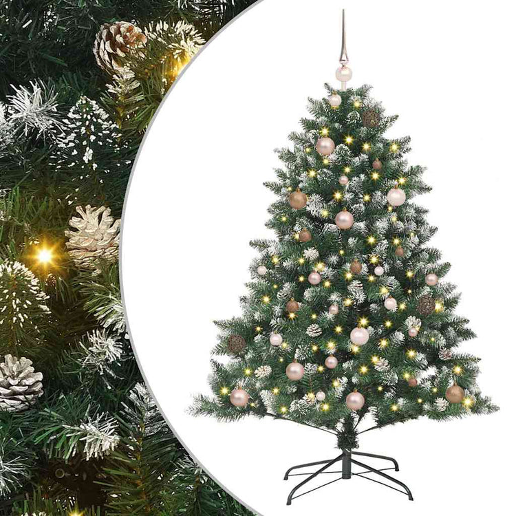 Vidaxx sapin de Noël artificiel avec 150 LED vertes, 150 cm PVC et plastique et acier