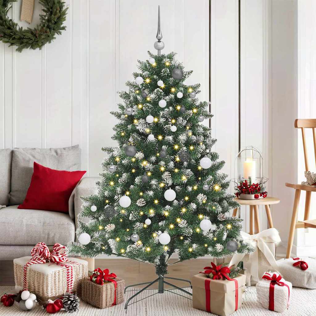 VidaXL sapin de Noël artificiel avec 150 LED vertes, 150 cm PVC et plastique et acier